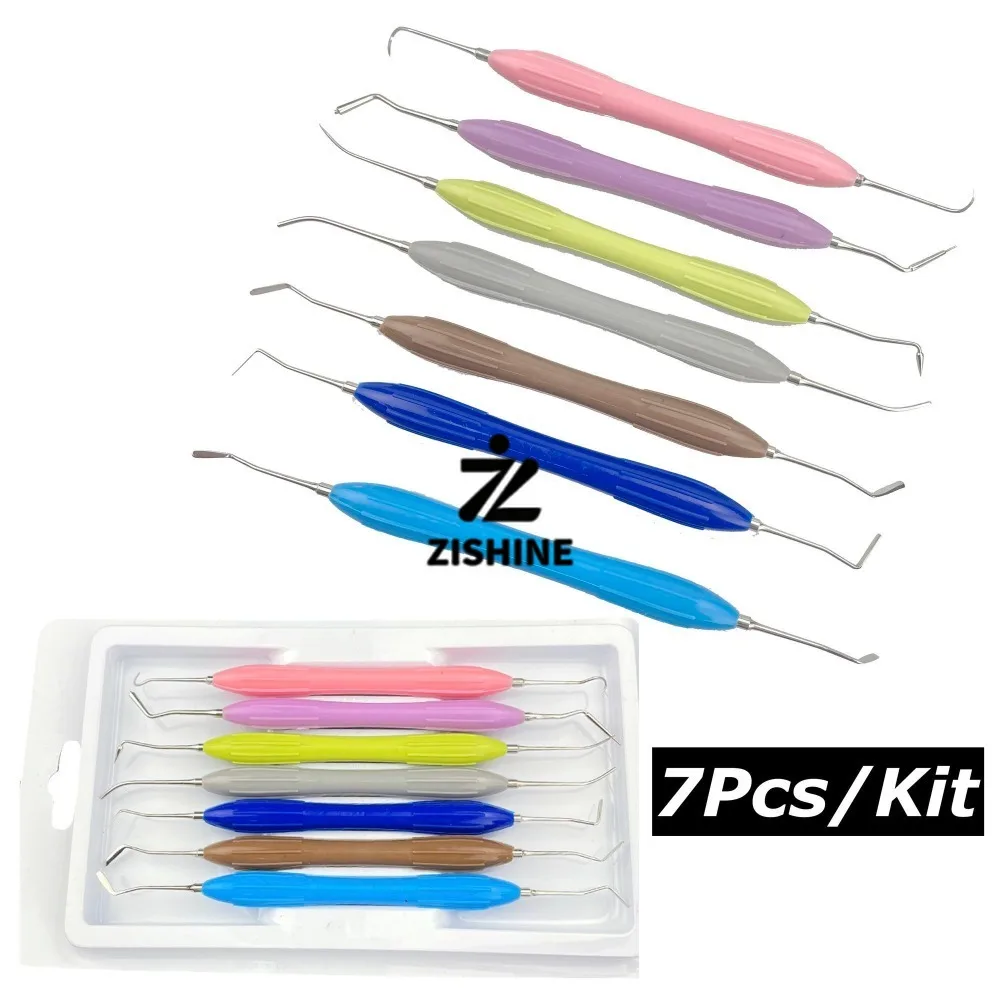7Pcs/Set Dental Composite Resin Filling Instrument Kit Double Ended Sculpting Spatulas Restorative Carving Dentistry Tools Set