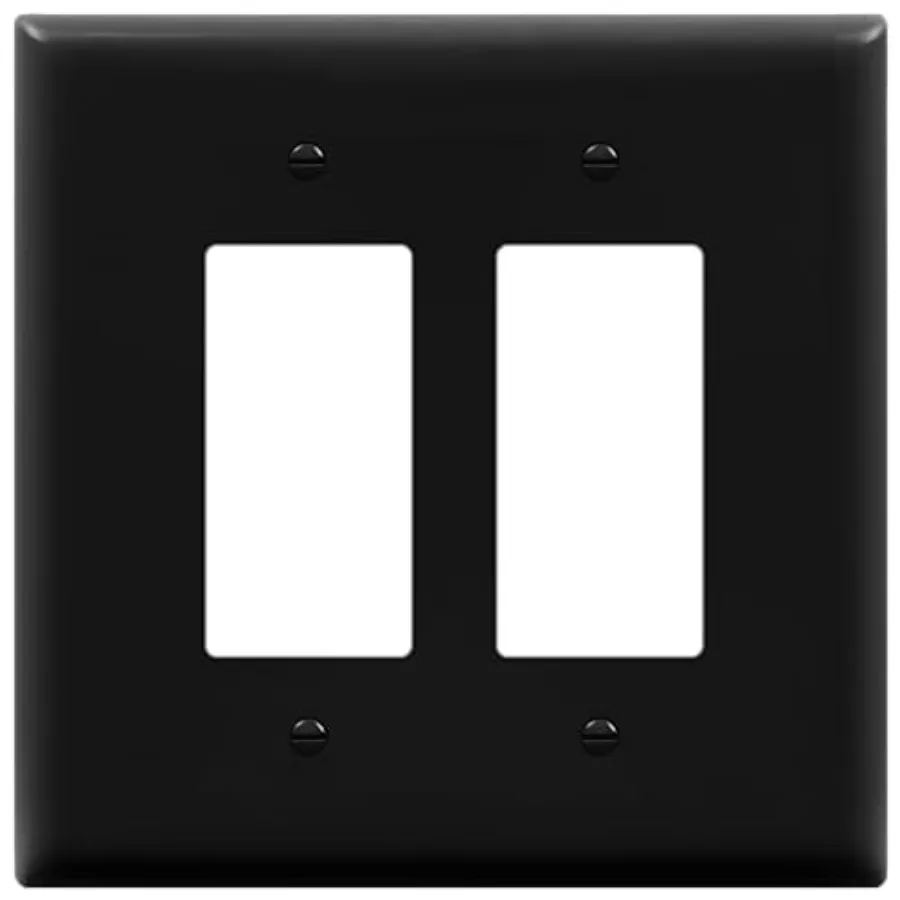 

Double Decorator Switch Cover, Two Gang Outlet Wall Plate, d 2-Gang 5.5" x 5.5", Unbreakable Polycarbonate Thermoplastic, UL Li
