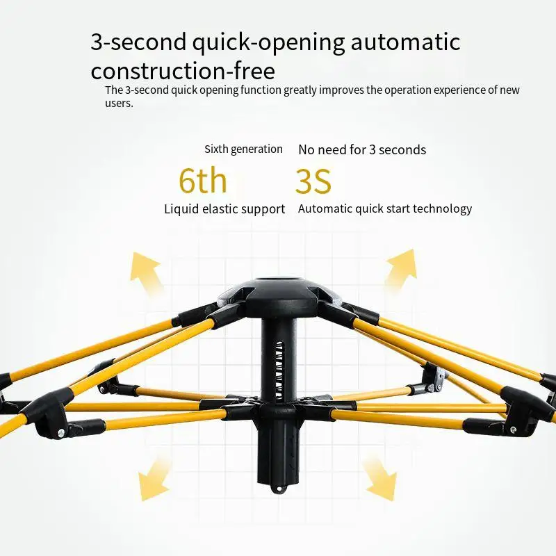 خيمة محمولة مقاومة للماء للاستخدام الخارجي تتسع لـ 2-4 أشخاص، خيمة تخييم عائلية بأربعة جوانب مناسبة للمشي لمسافات طويلة والنزهات #5
