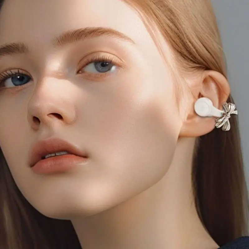 Открытые вкладыши для ушей со стразами, клипсы для наушников, стразы в форме банта, изысканные украшения для наушников с открытыми ушами, ювелирные изделия для школы