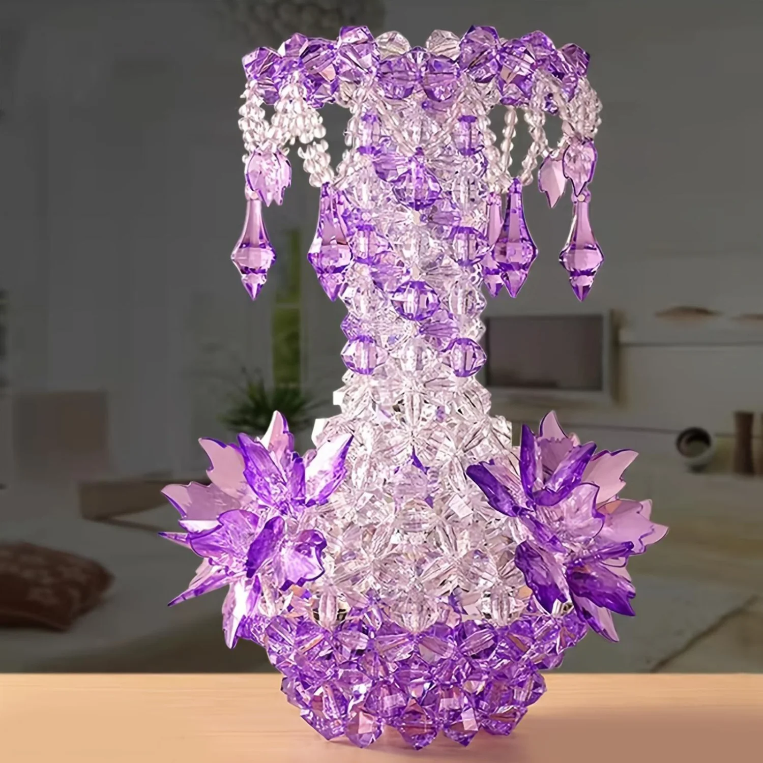 

Handmade Beaded Pendant Vase - Modern Acrylic Beads Decor for Living Room & Bedroom (1Pc)