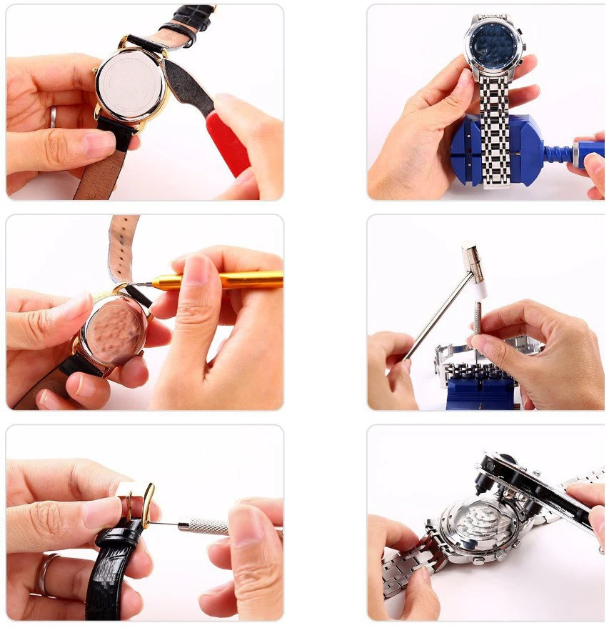 134Pcs Watch Opener Repair Tool Kit Clock Pry Knife Screwdriver Pin Hammer Set Watchmaker Band Link Clockmaker Accessory