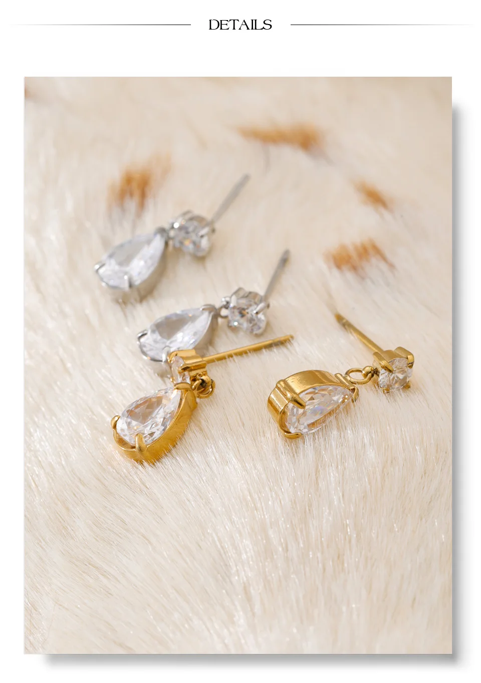 Yhpup Bling glänzende AAA-Kubikzirkonia-Wassertropfen-Ohrringe, täglich, klassisch, hochwertiger Edelstahl, modischer Premium-Schmuck, Geschenk – Detail 11