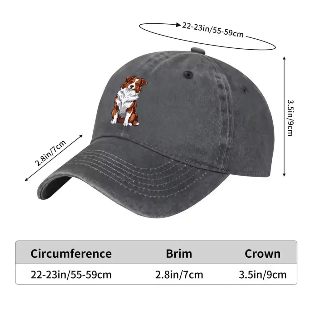 1pc Australian Shepherd Print Washed Duckbill Cap - Washed Baseball Hat Suitable for Outdoor Sports & Daily Wear, Lightweight Ma