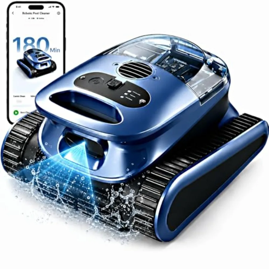 

Automatic Robotic Pool Vacuum Cleaner for Inground and Above Ground Pools, Cordless Pool Vacuum Robot Wall Climbing Waterline C