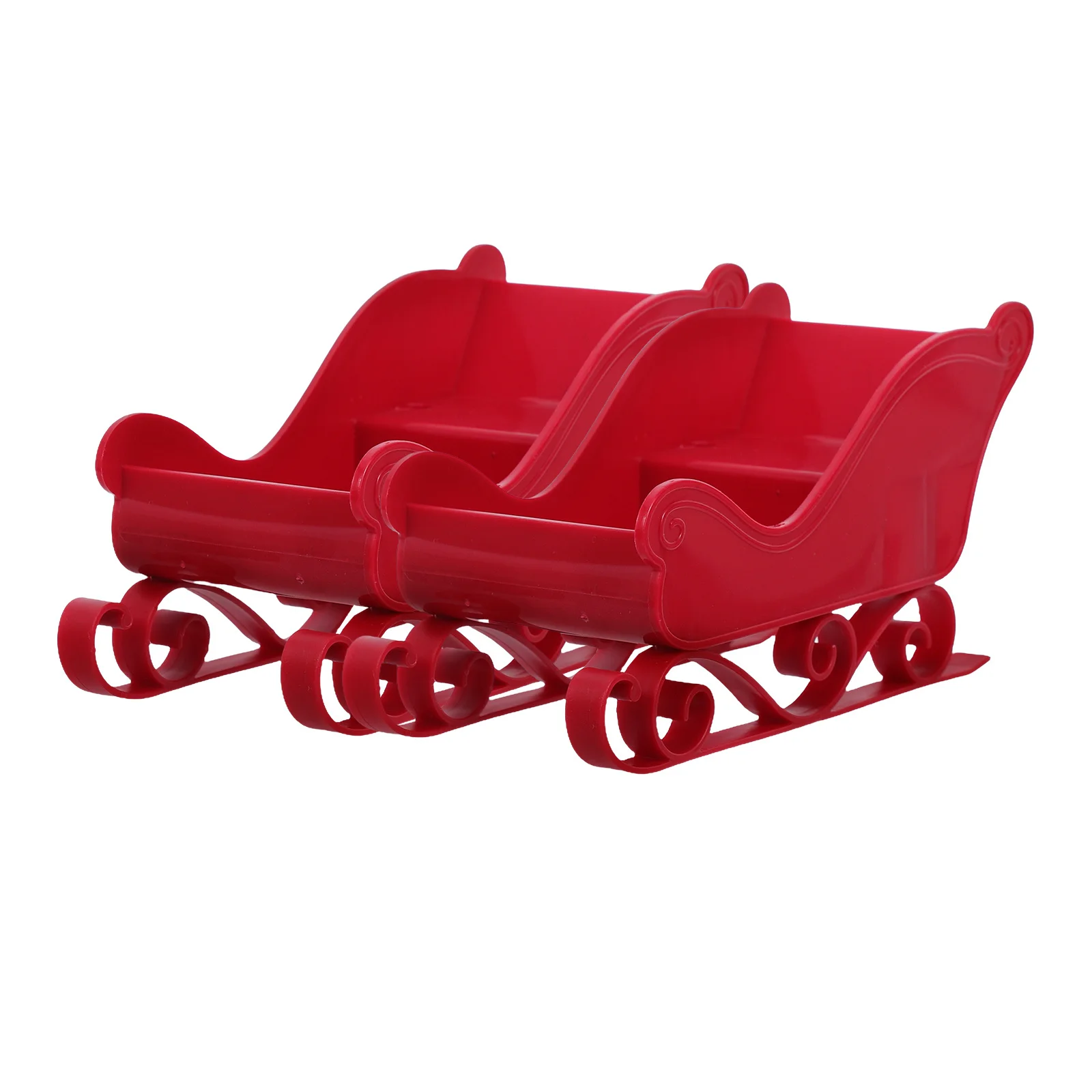 2 шт. маленькие сани Санта-Клауса, пластиковая тарелка для конфет, рождественский настольный орнамент, украшение для полки, праздничные сани, Санта-сани