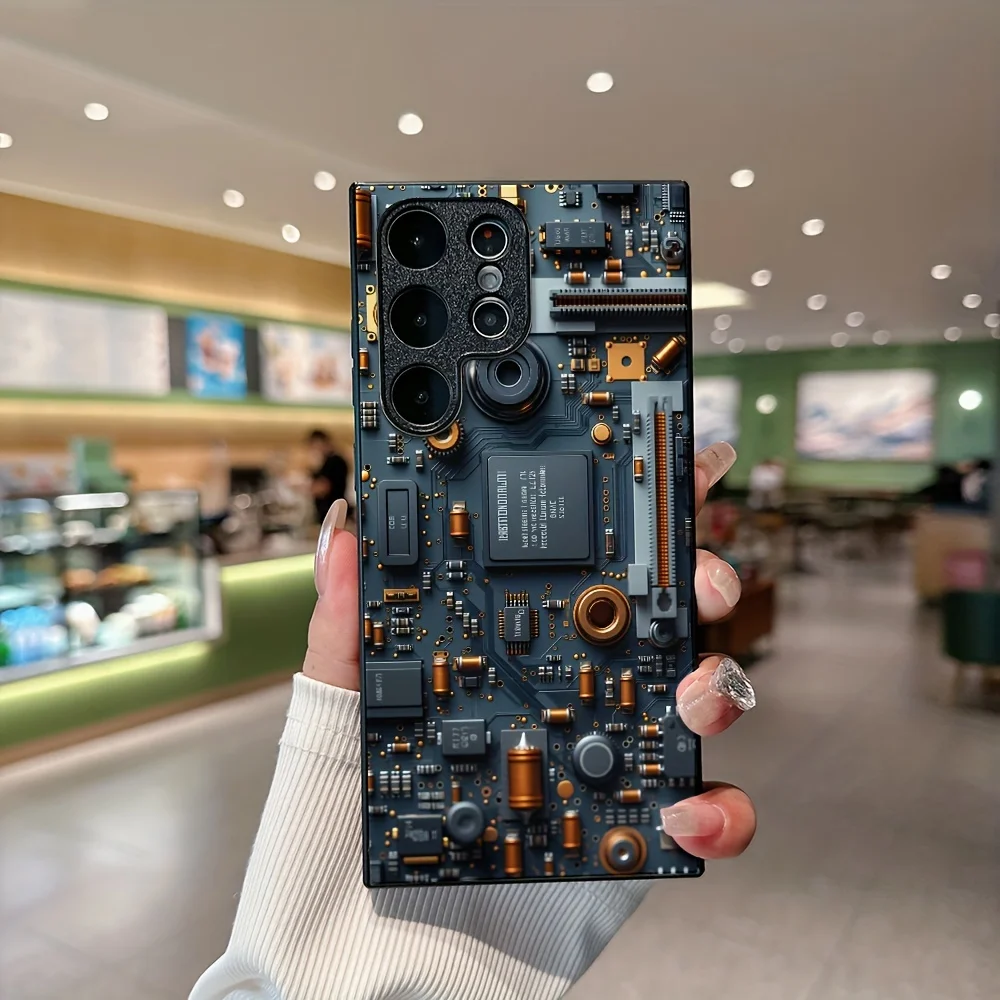 Circuit board pattern glass phone case suitable for Samsung for galaxy S26 S25 S24 S22 S21 S20 FE Ultra Plus 5G anti drop
