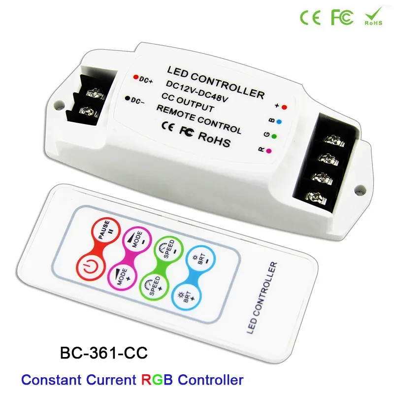 350mA/700mA constant current RGB LED Strip Controller BC-361-CC RGB Dimmer with RF Wireless remote DC12V-48V for LED Lamp Light