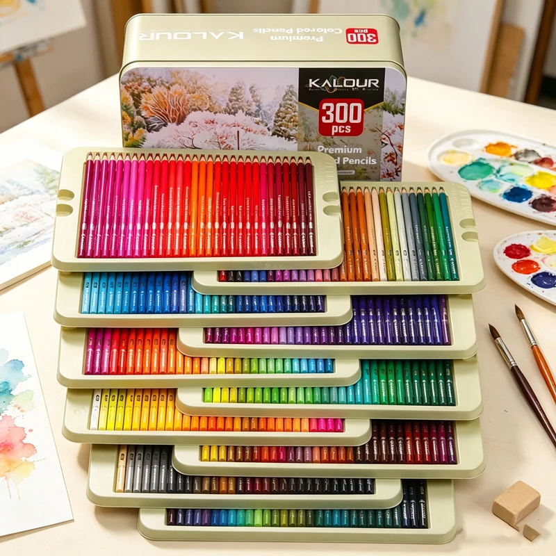 300 Colors Oily Colored Pencils Set, Professional Iron Box Pencils for Sketching,Graffiti & Artist Drawing Painting Art Supplies