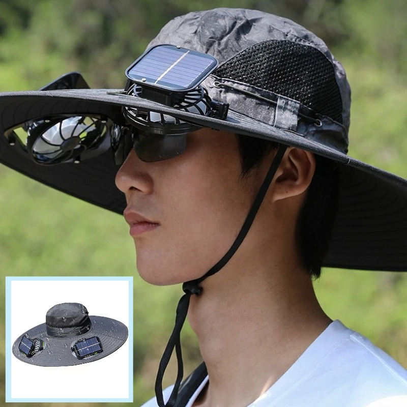 UV Protective Solar Fan Cap Men Outdoors Fishing Hat Portable Waterproof Sunshade Hats Multi-functional Fishing Caps Supplies