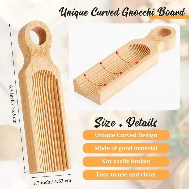 Unique Curved Gnocchi Board Paddle, Unique Curved Design for Handmaking Italian Gnocchi Pasta.