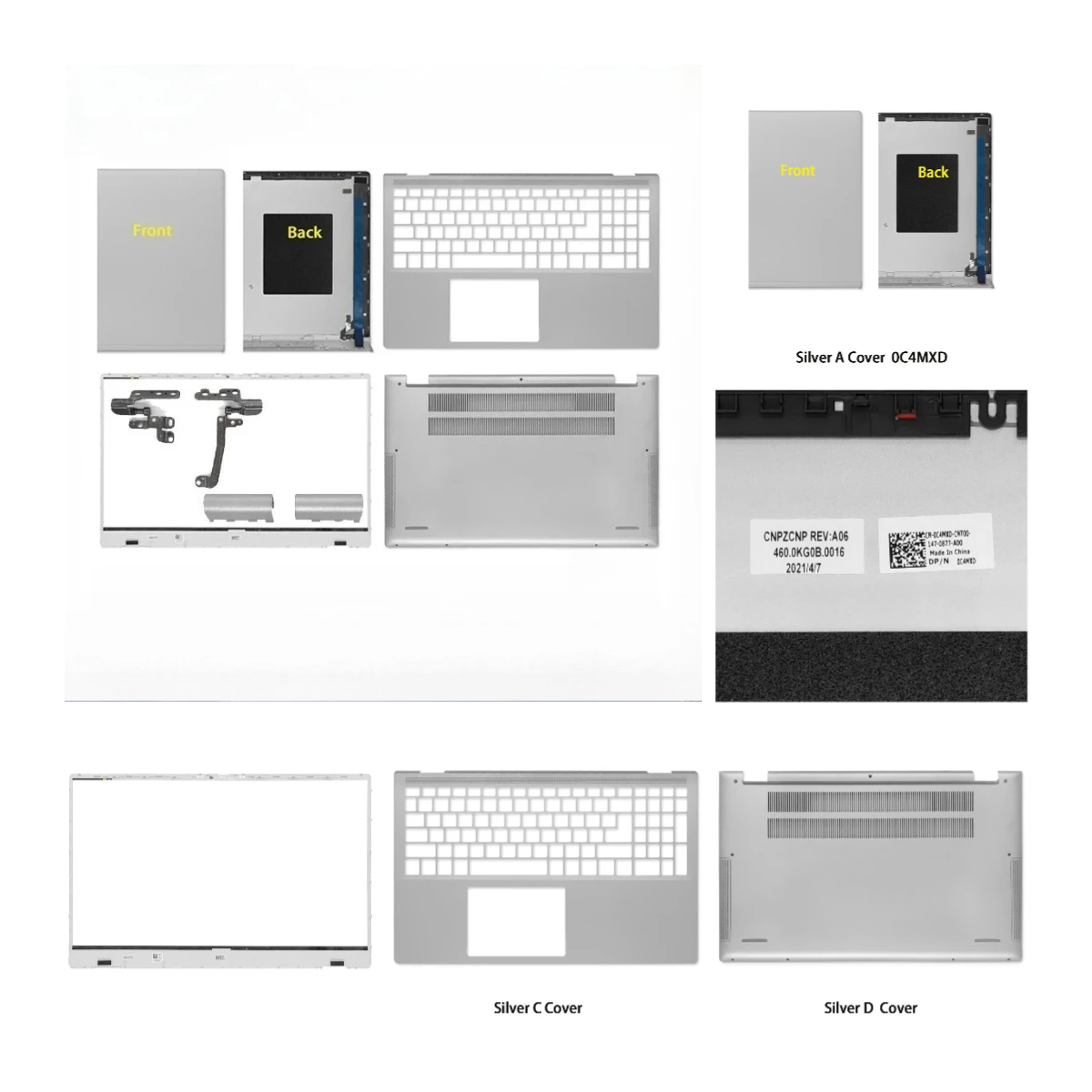 Suitable for inspiron 7500 7501 laptop LCD screen top cover, screen frame, palm rest bottom shell ABCD Cover
