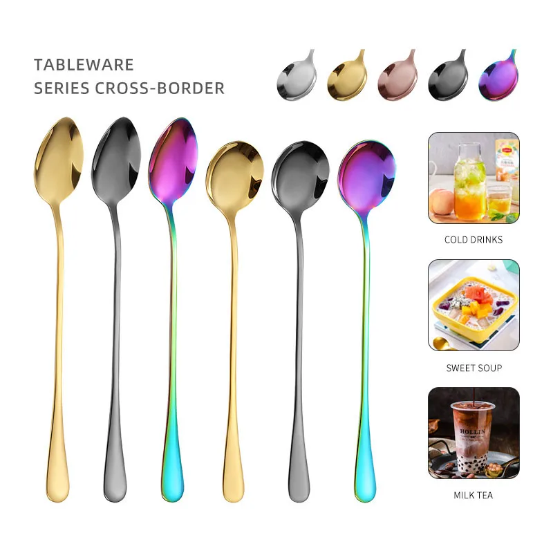 4PCS stainless steel iced tea spoon, creative coffee mixing spoon, pointed spoon, used for mixing tea or coffee