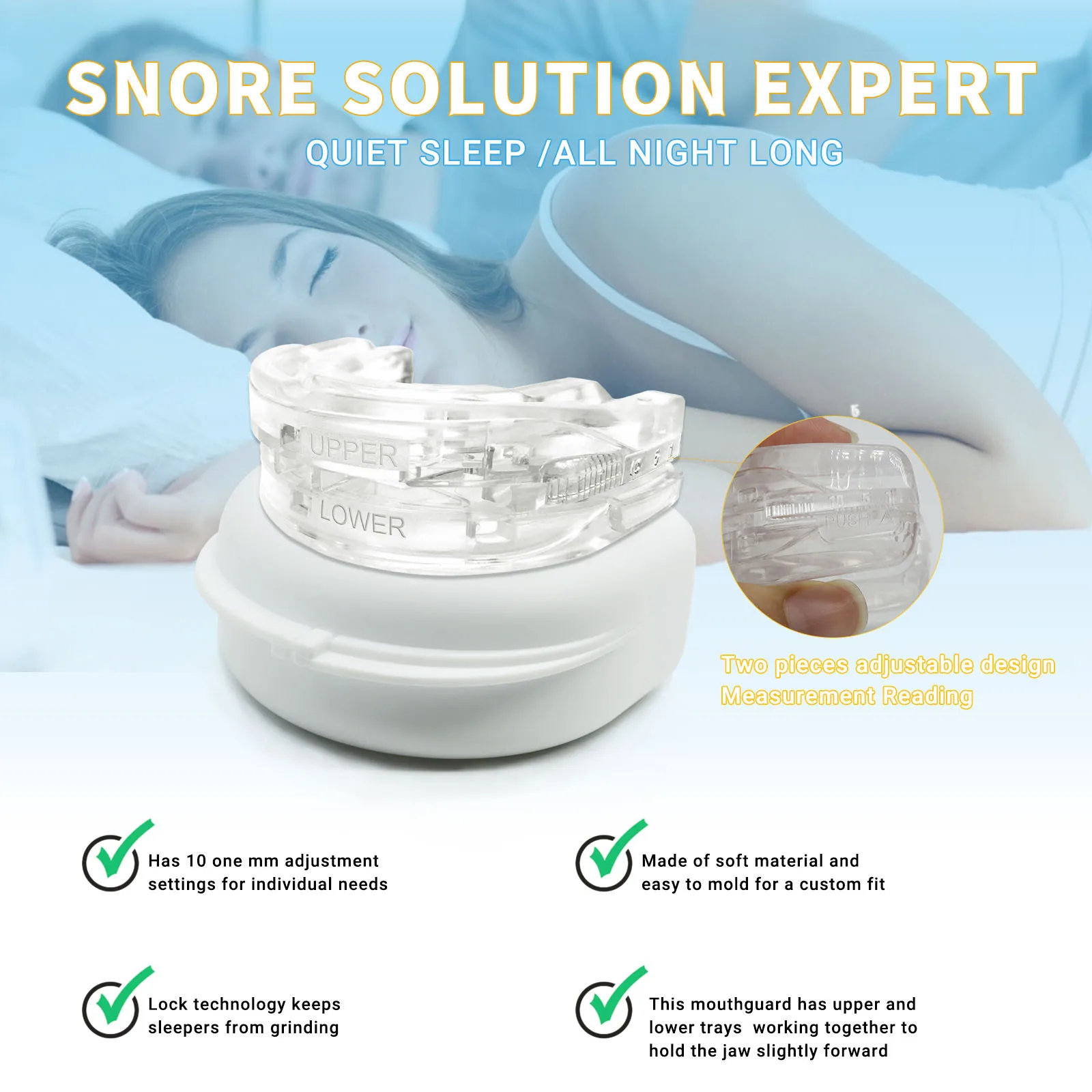 Silicone Anti-Snore Mouthpiece, Bruxismo protetor bucal, Melhorar o sono ajuda chaves, Dentes dispositivo ortodôntico ronco noite, Parar ronco