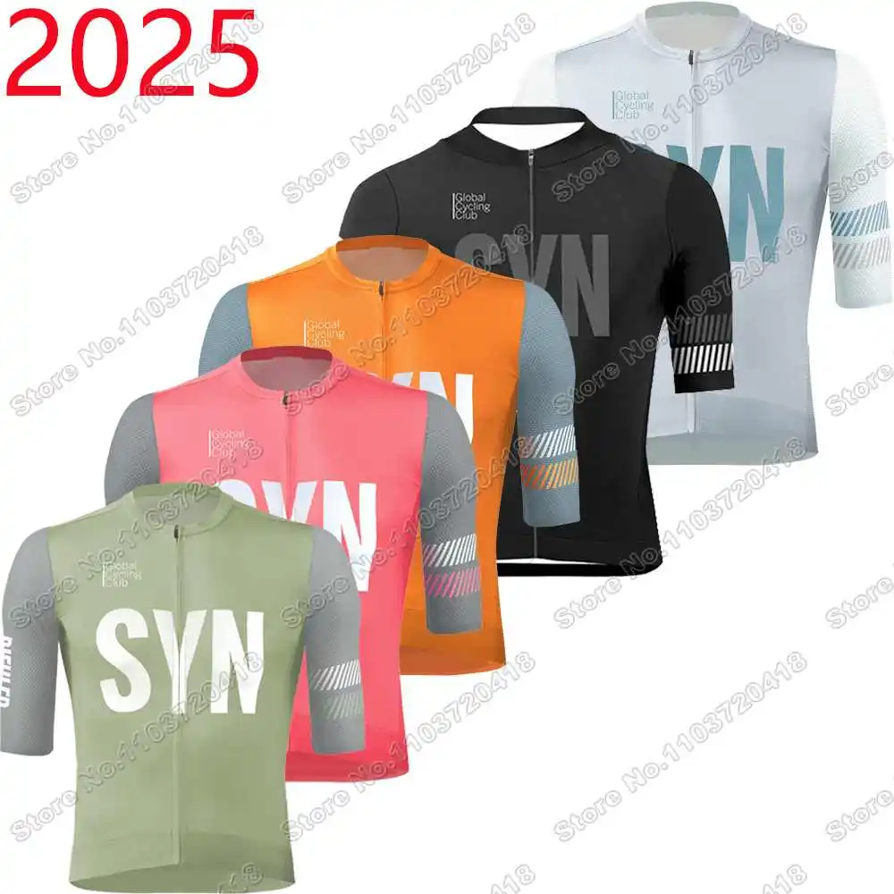 2025 SYN الدراجات جيرسي قصيرة الأكمام أسود أخضر وردي برتقالي رمادي الصيف الدراجات ملابس الرجال الطريق دراجة قمصان دراجة القمم الجبلية