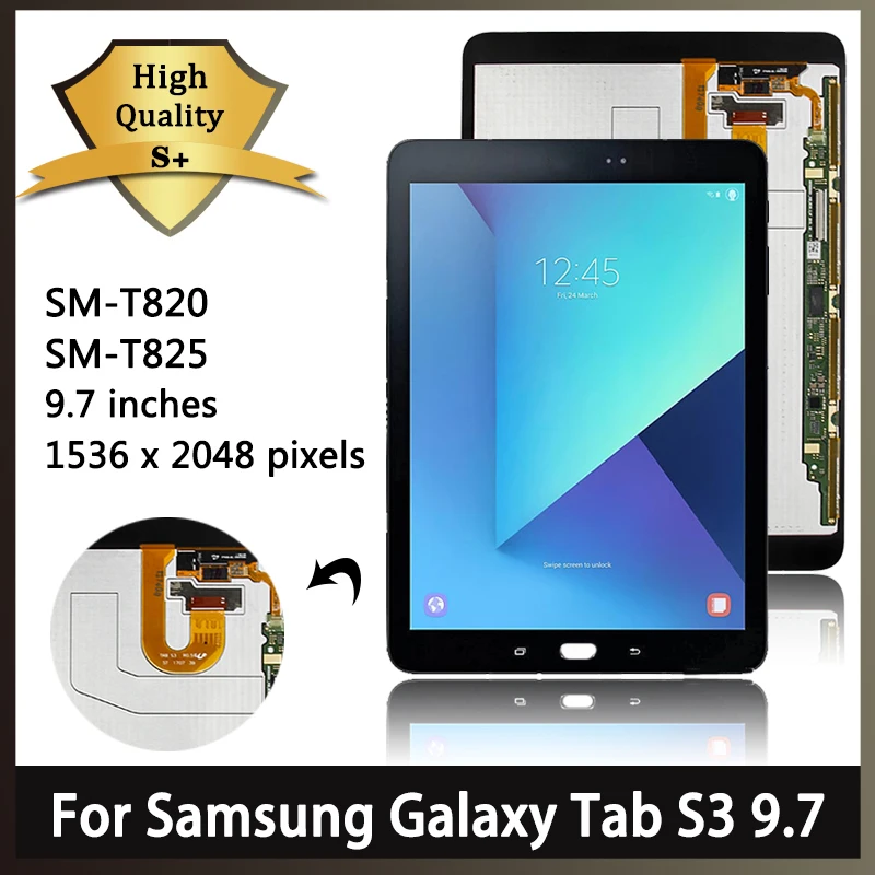 

Для Samsung Tab S3 9,7 T820 T825 T827 ЖК-дисплей с сенсорным экраном и дигитайзером в сборе SM-T820 Wi-Fi SM-T825 3G