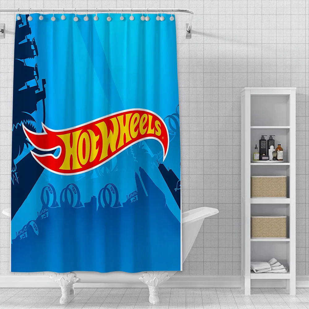 Shower Curtain Waterproof Polyester Fabric Paint H-Hot-wh-eels Bath Curtains Home Bathroom Decor R-RacingS Car Curtain With Hook