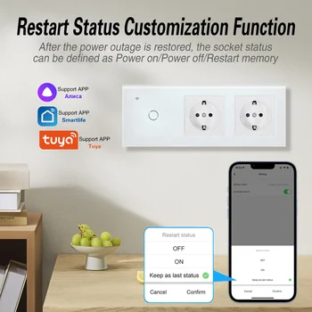 UBARO EU 228mm Tuya Smart Home Wifi Wall Switch interruptor USB Type C Plugs Combine with Alexa Tuya Smart Life APP Work