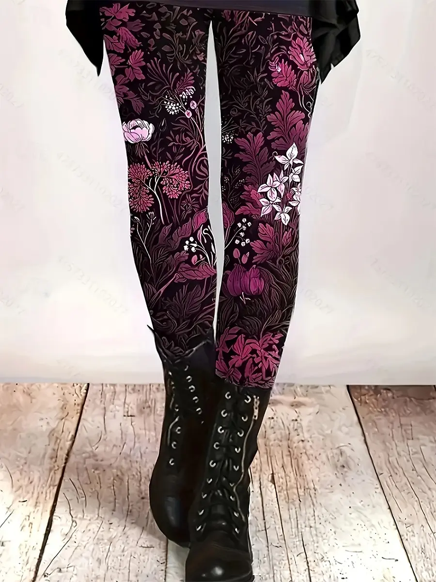 Women's Leggings Flower 3D Printed Outdoor Casaul Trousers Polyester Stretch Elastic Waist Fall Winter Festival Streetwear