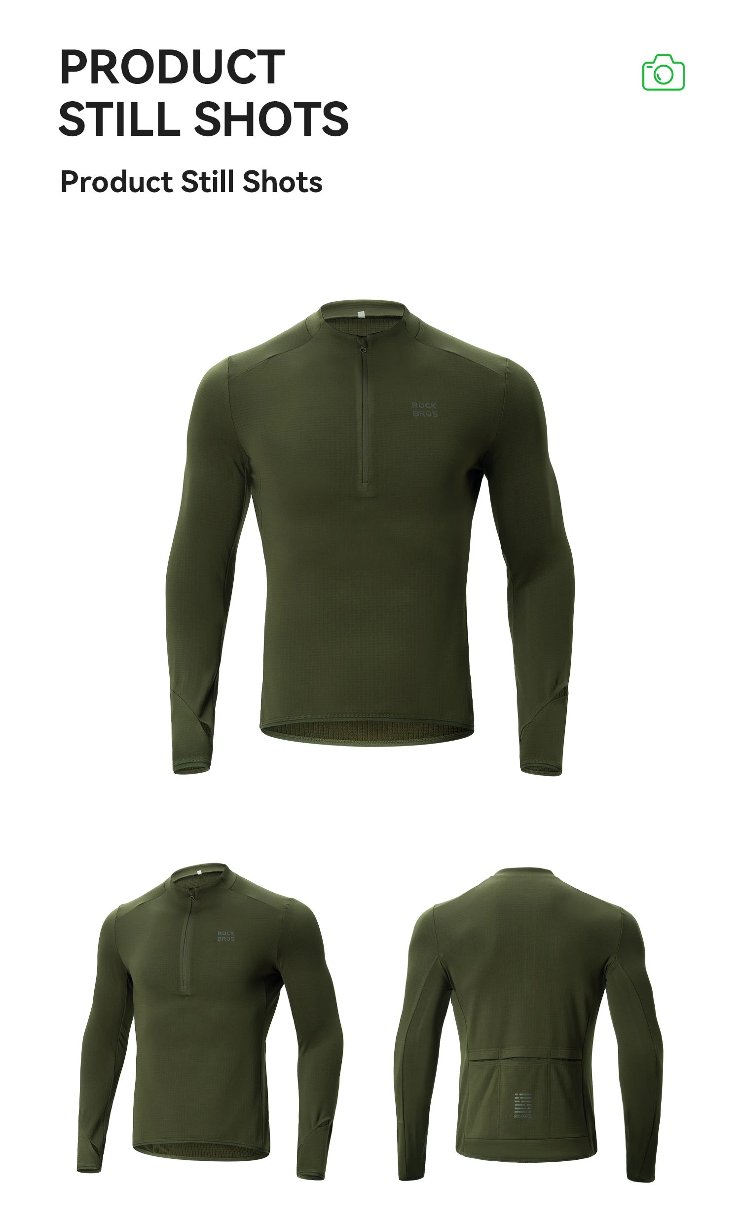 ROCKBROS Fleece Warmes Langarm-Sportshirt Fitness-Oberteil Gym-Shirt Schnelltrocknend Widerstandsfähig Frühling-Herbst-Kleidung Sweatshirt – Detail 11