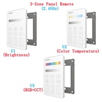 NEW MIBOXER U1/U2 /U3 3-Zone Panel Remote 2.4GHz Glass Touch controller for Brightness/Color Temperature/ RGB+CCT led strip