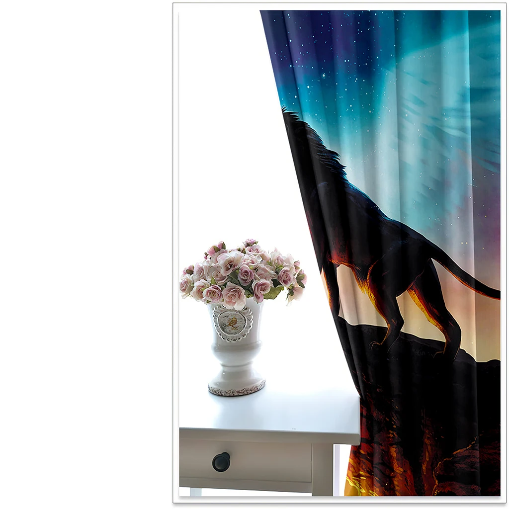 Photo animal curtains Light Filtering Drapes Window Curtains for Living Room Bedroom 2 Pieces Decor cortinas