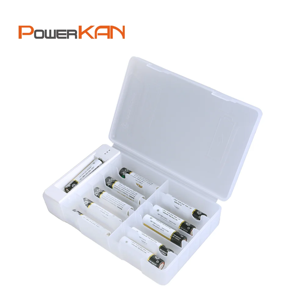 POWERKAN AA AAA Battery Charge Tester LED Display Diagnostic Battery Voltage Tool AA AAA Battery Storage Box