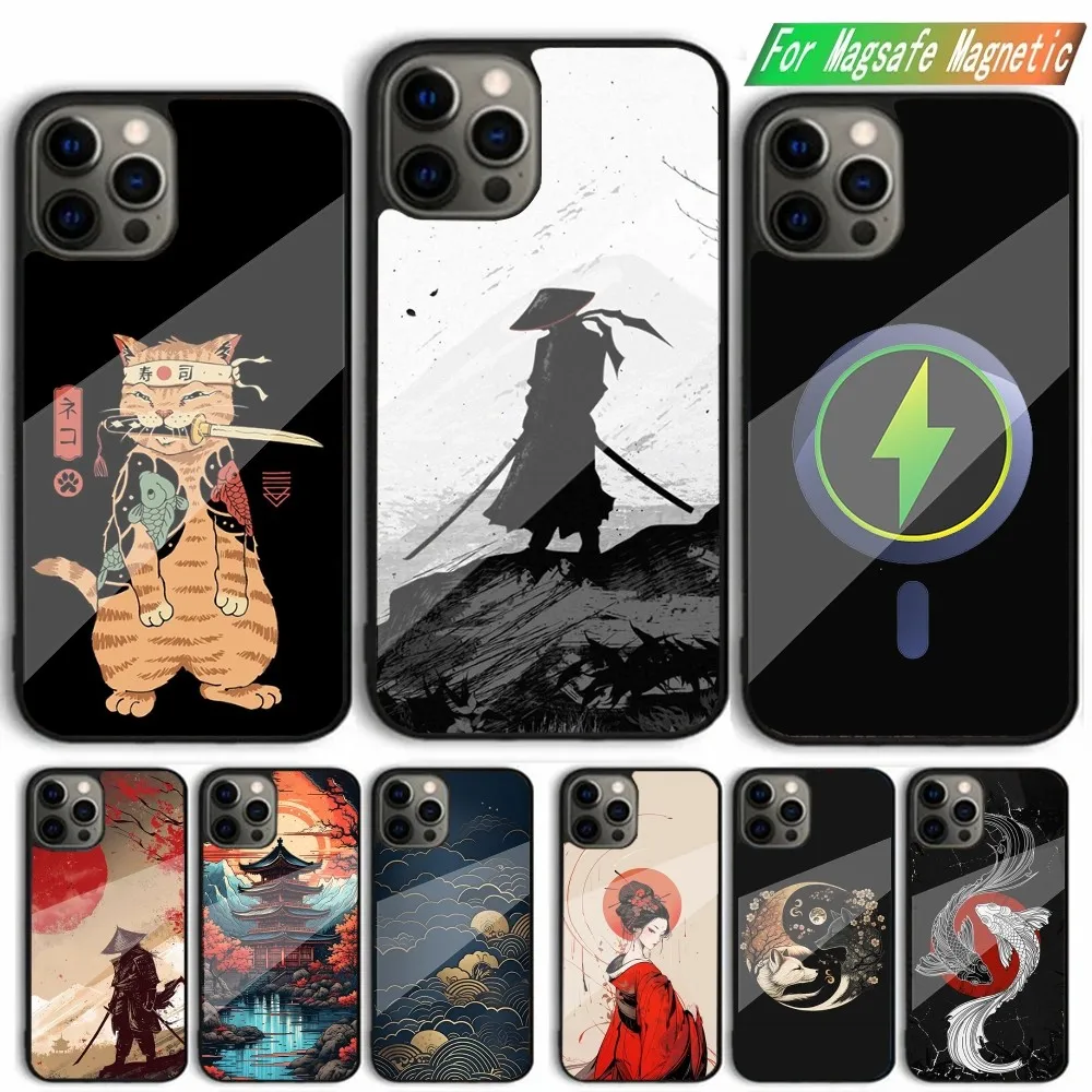 

Japanese Style Art Japan Phone Case For iPhone 15,14,13,12,11,Plus,Pro,Max Mini Magsafe Magnetic Wireless Charging