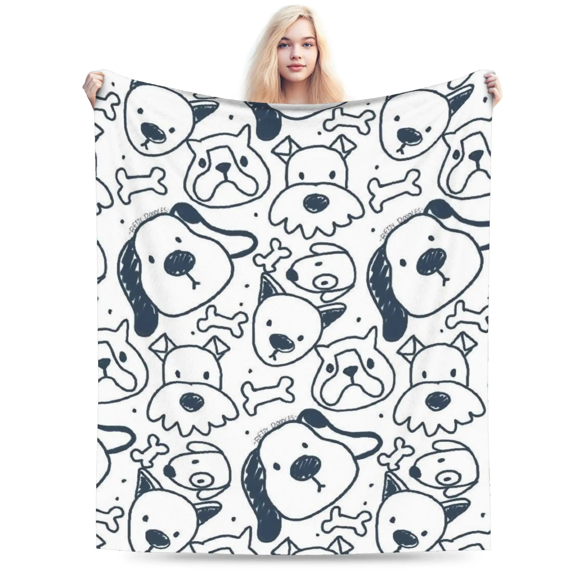 Retro Vintage Art Cute Dogs Blankets  Soft Warm Street Trend Plush Throw Blanket For Couch Chair Flannel Bedspread Bed Cover