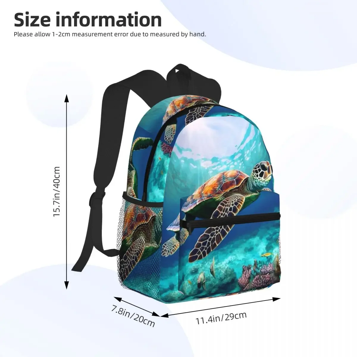 Exquisite Dolphin Turtle Student Backpack School Bag Hiking Travel Daypack for Men Women Fashion Bookbag Shoulder Bags