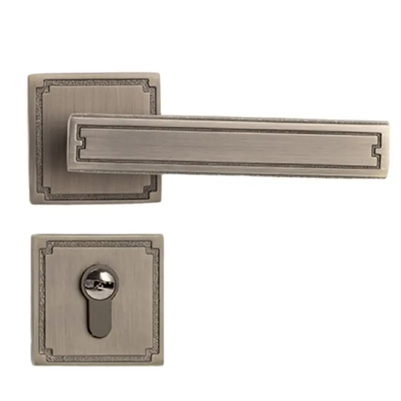 Chinese Style Door Lock, Wooden Door Handle, Split Silent Interior, Household, Bedroom, Retro Handle Lock New Cyan-Y41A