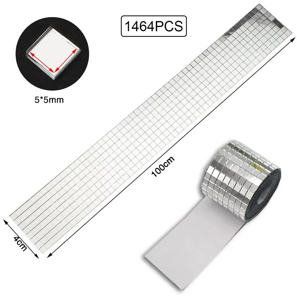 1/2rolls 4x100cm Self-Adhesive Craft Stickers Reflective Glass Tape Mirror Mosaic Tiles For Making DIY Hand Crafts Home Decor