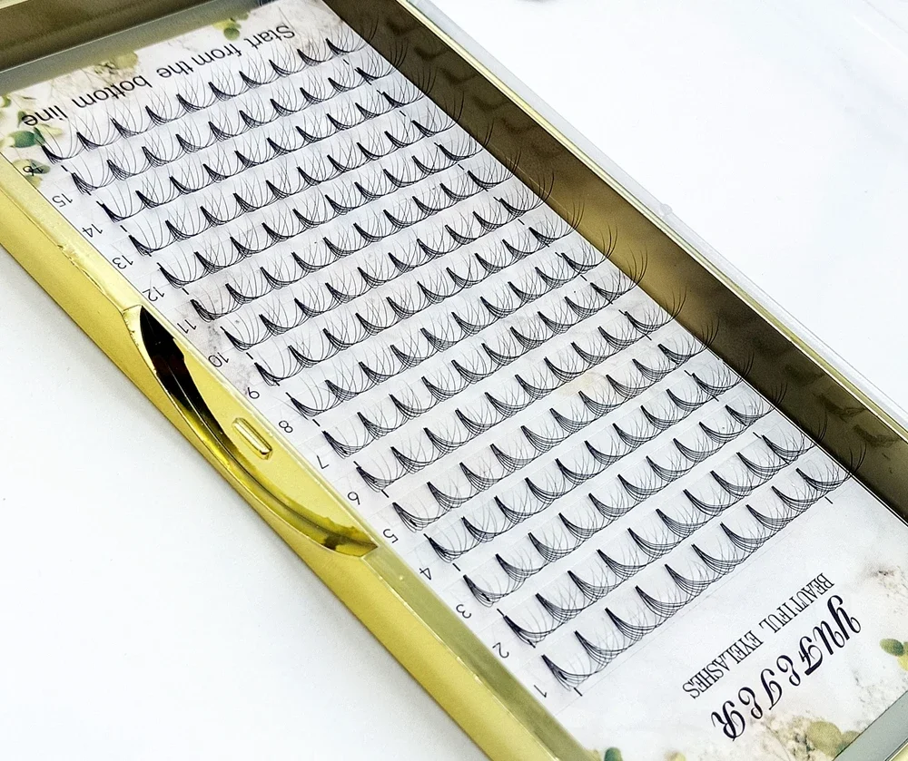 HBZGTLAD 16 Lines Premade Volume Fans 5D-20D Lash Russian Volume Short Stem Eyelash Extensions Pre Made Lash Extension Faux Mink