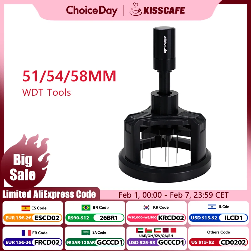 

ALIKISSCAFE WDT Tools 51mm 54mm 58mm Espresso Stirrer Needle Distributor Barista Tools Adjustable Depth Coffee Maker Accessories