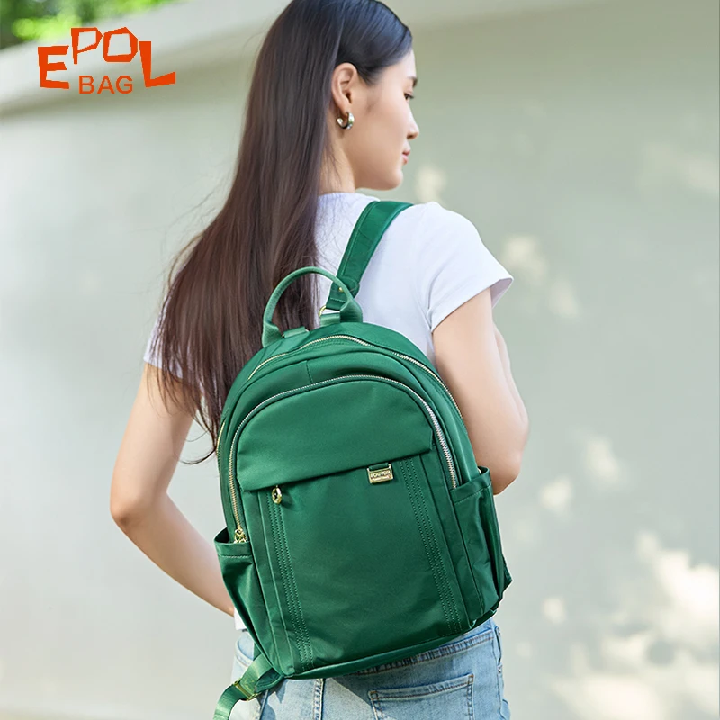 

Fouvor Women's Large Backpack 2025 Trend Black Nylon Waterproof Travel Casual Backpack Fashion Lightweight School Bag 6013-03