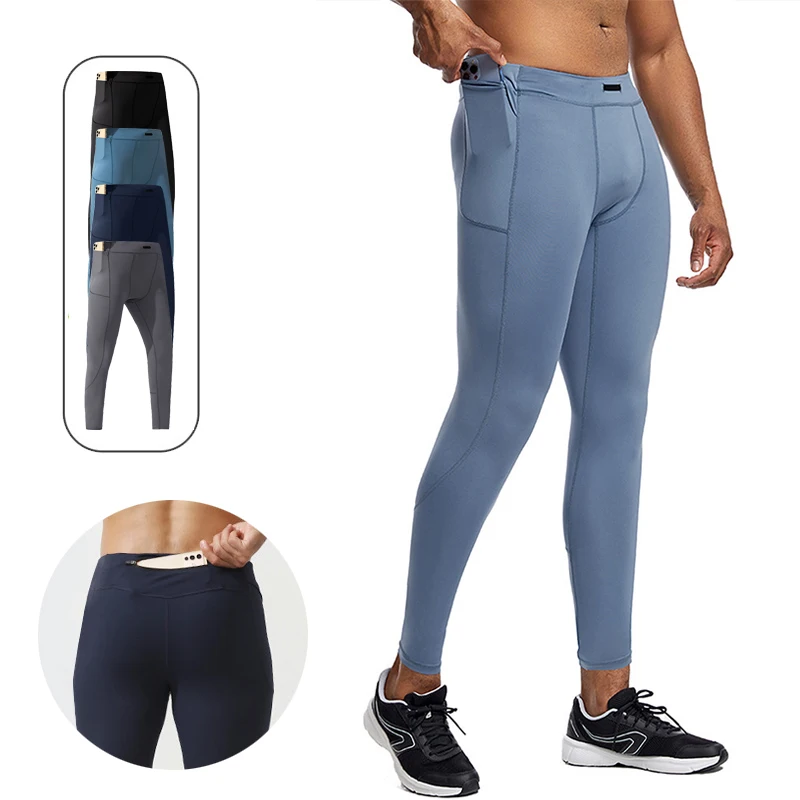 

(S-2XL)Мужские компрессионные спортивные брюки, быстросохнущие дышащие нейлоновые колготки для бега для йоги с защитным карманом на молнии