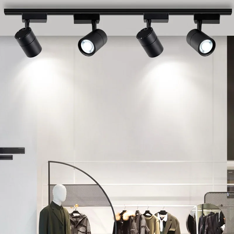 Modern Commercial Adjustable SpotLight Surface Mounted Led Rail Lighting System Black 20W 30W 40W COB Track Spot Lights