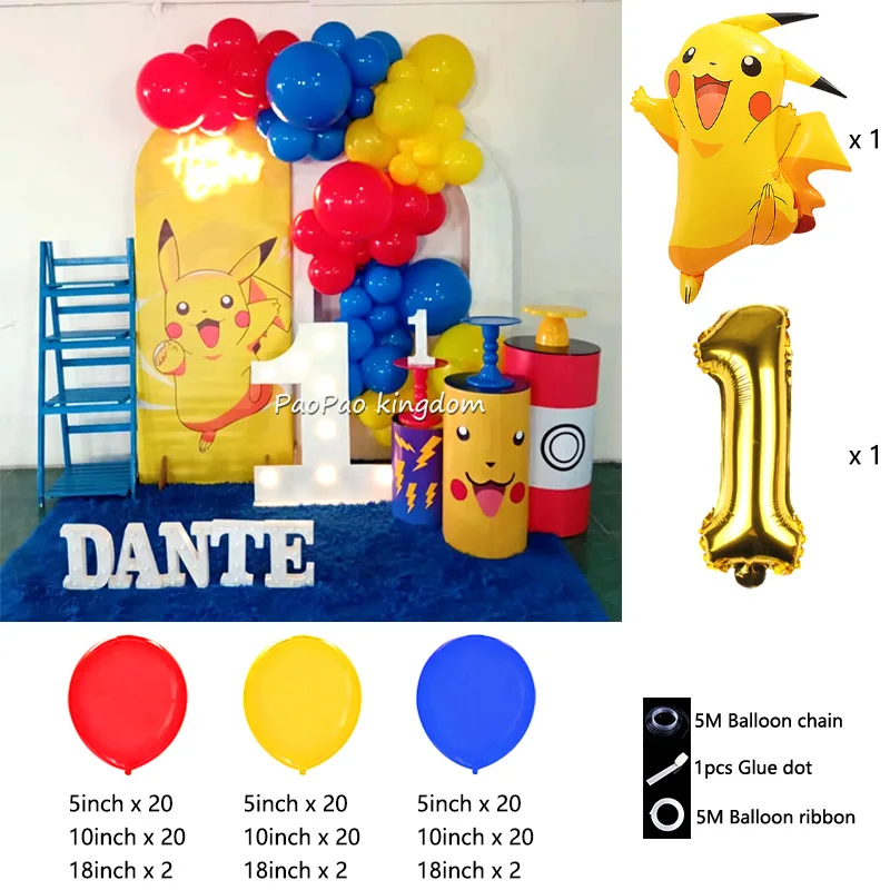 Liebliches Pikachu-Themen-Ballon-Dekorationsset Cartoon-Folienballons Blitzballon-Set Kindergeburtstags-Party-Deko-Zubehör – Detail 19
