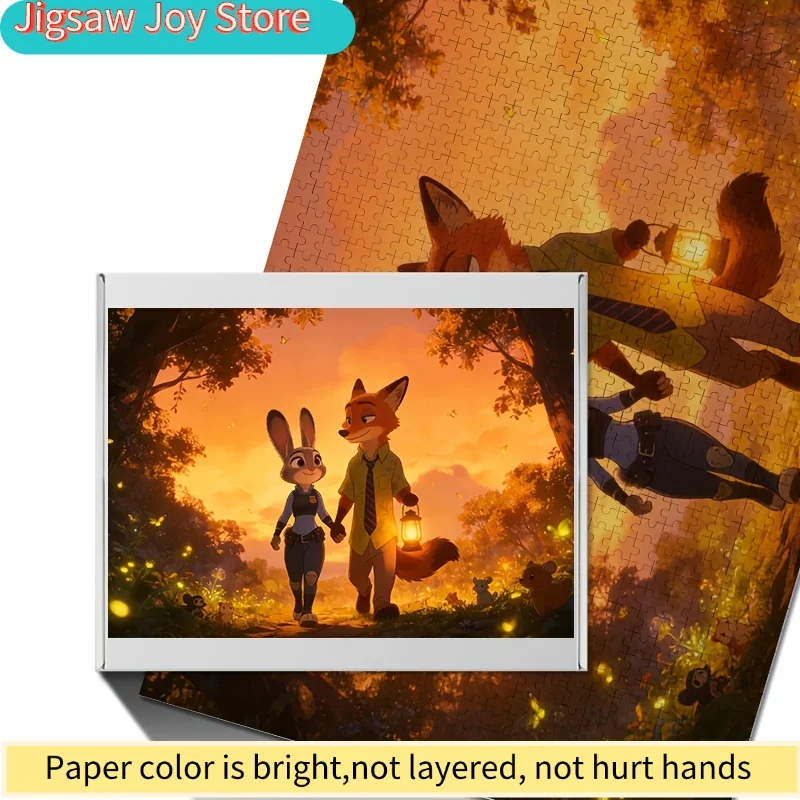 1000pcs Disney Zootopia Judy Hopps and Nick Wilde Poster Puzzle, High Difficulty, DIY Home Decor, Game Puzzle