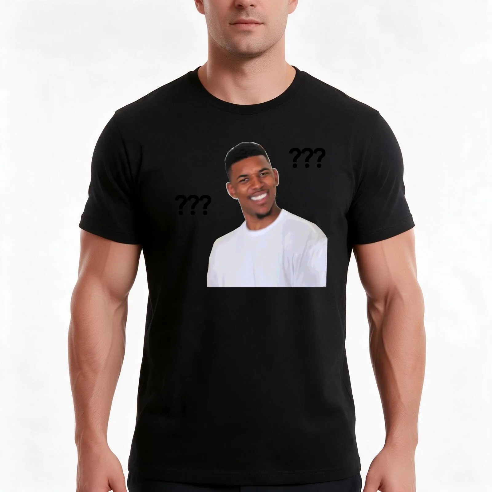 Question Mark Guy (Meme) - Transparent T-Shirt Summer Casual Cotton Tee Oversized Streetwear Tops Vintage Graphic Print