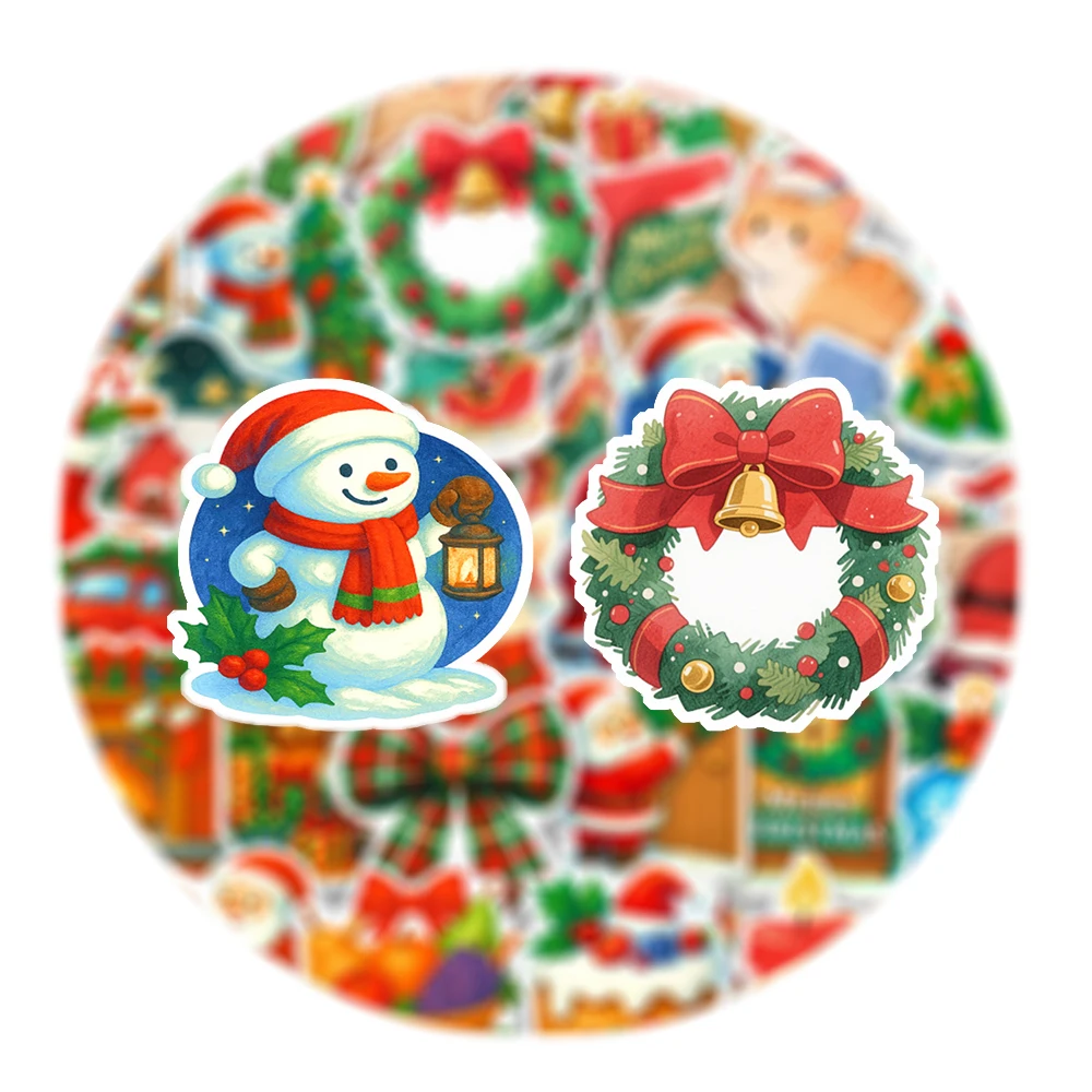 

10/30/50/100pcs Merry Christmas Festival Graffiti Stickers Funny Cartoon Sticker for Kids Toy Water Bottle Phone Luggage Decals