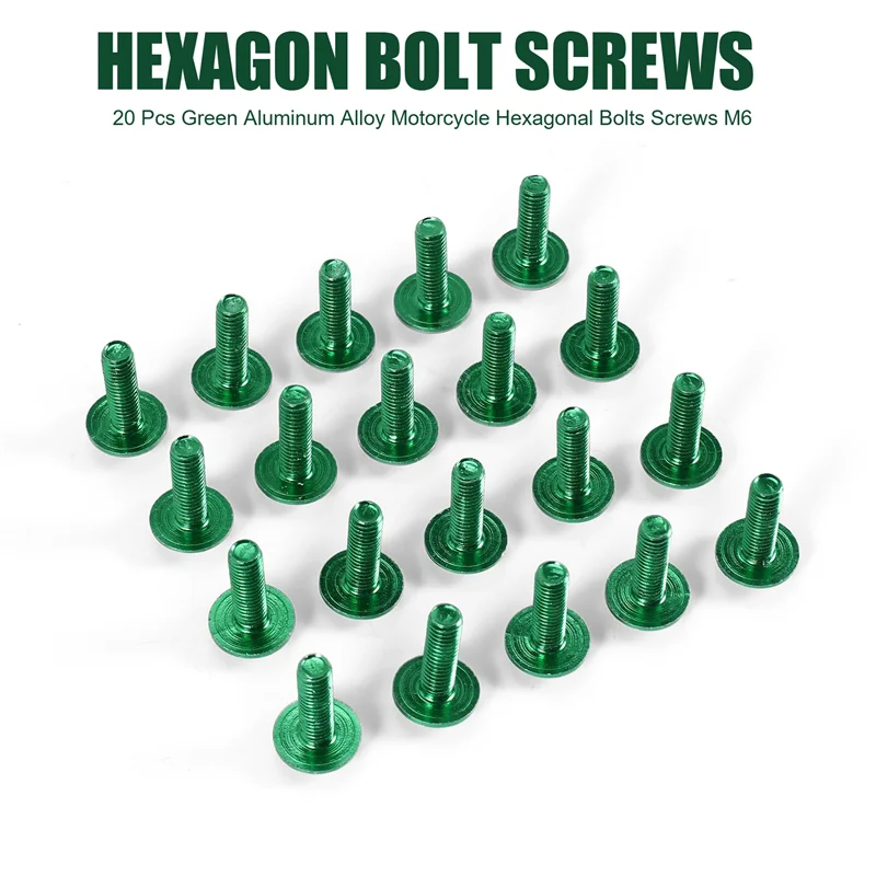 A01F-20 peças parafusos hexagonais de motocicleta de liga de alumínio verde M6
