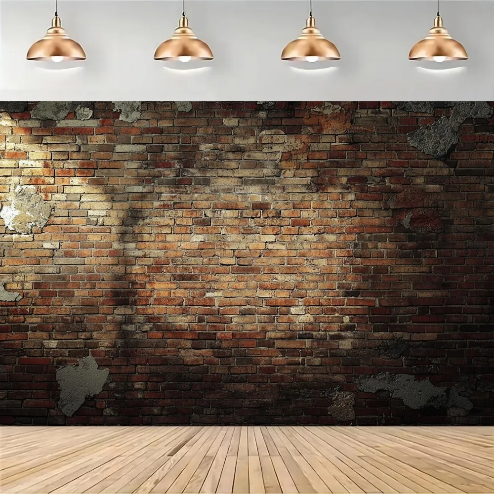 1 vintage brick wall party banner with realistic textures and lighting effects - birthday, wedding, durable polyester fiber