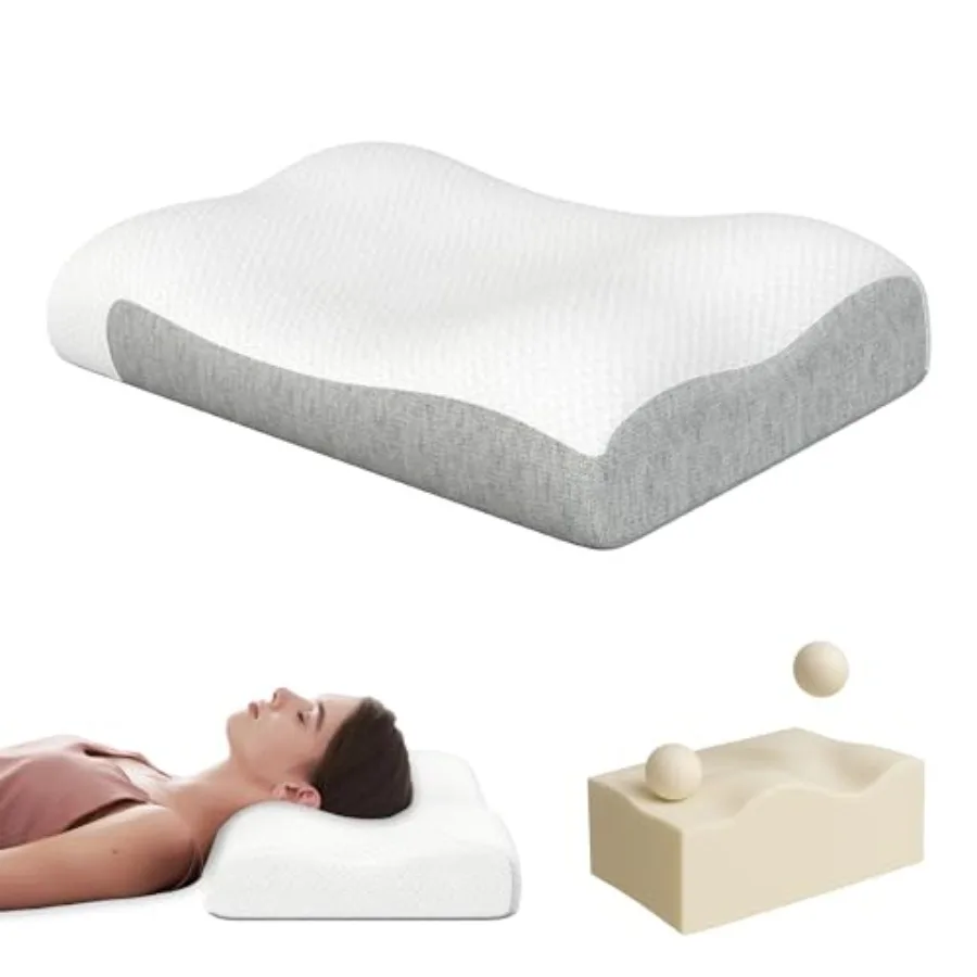 

Cervical Memory Foam Pillow for Neck Pain Relief Ergonomic Contour Pillow for Side Back Stomach Sleepers Eco-Friendly Durable