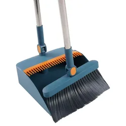 Broom Dustpan Set Combination Two-Piece Broom Set Household Rotating Windproof Comb Type Long Hair Telescopic Broom Head