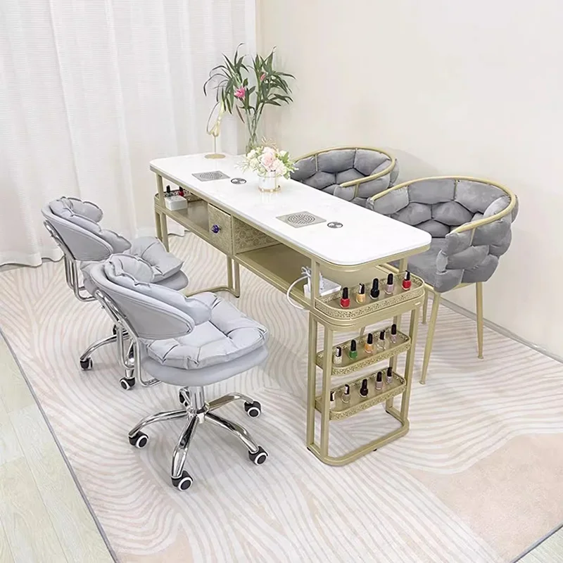 #Modern Luxury Nail Table With Dust Collector Professional Multifunctional Unique Manicure Table Trendy Premium Mesa Furniture