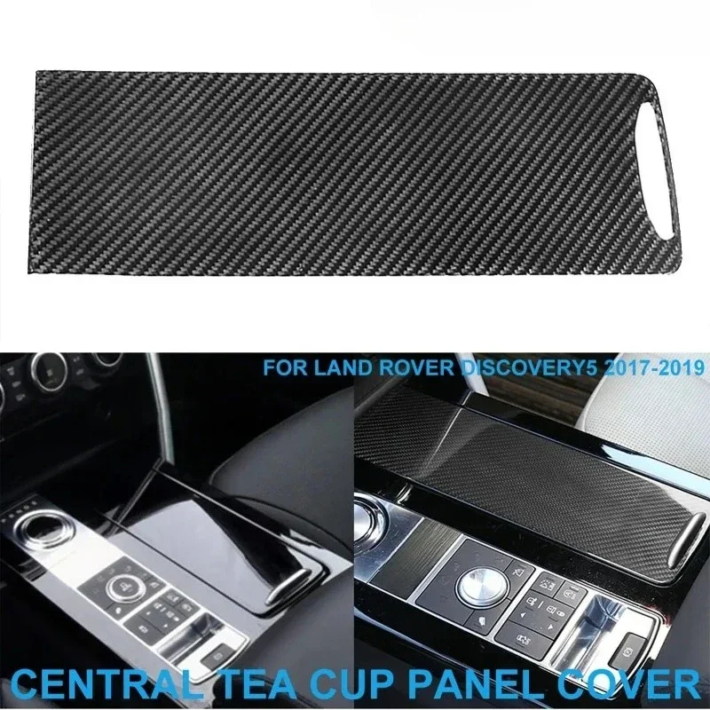 For Land Rover Discovery 5 Real Dry Carbon Fiber 2017-2019 Central Water Tea Cup Holder Cover Trim Decorative Sticker Accessorie