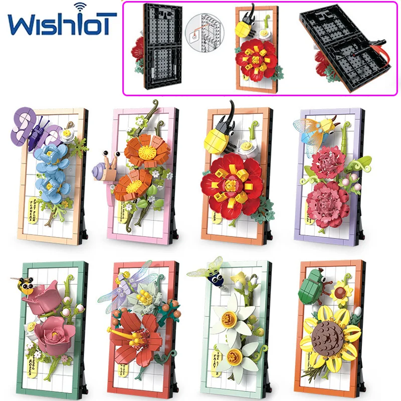 

Picture Frame Insect Wall Art Model Building Blocks Artificial Flower/Animal Decoration Assembly Puzzle MOC Bricks Toy DIY Gifts