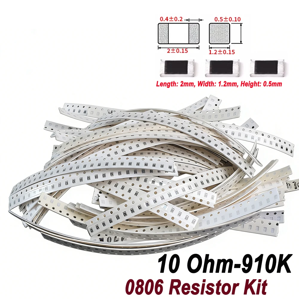 2000PCS 0805 SMD Resistor Kit  80 Values 10 Ohm ~ 910K 5% Accuracy New Chip Resistor Assorted Set 10 ohm 100 ohm 1K 10K