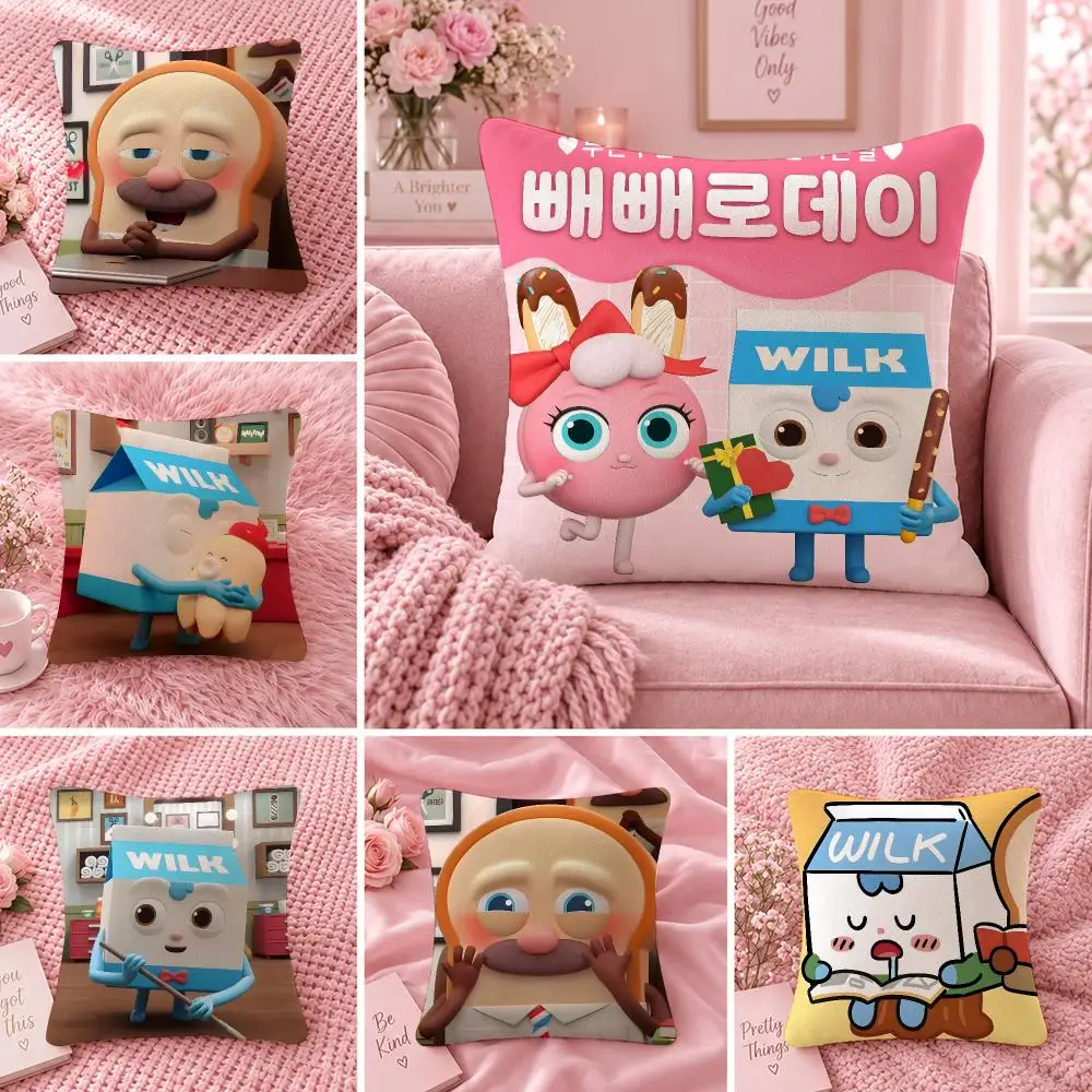 Cartoon Cute Kids B-Bread Barbershop Cushion Cover Double Sided Print Short Plush Pillow Sofa Bedroom Dorm Room Decor Gift